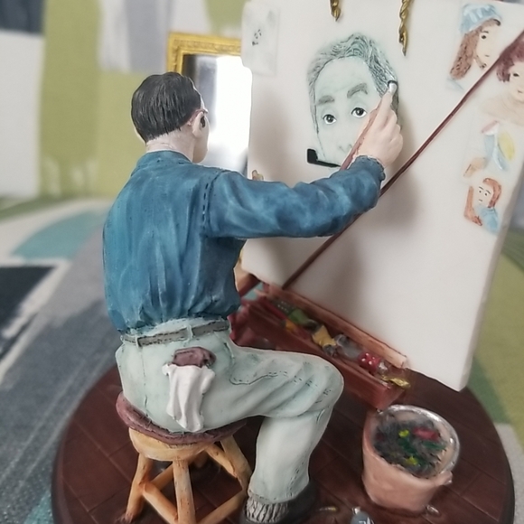 Norman Rockwell Triple Self-Portrait Figurine 1999 90's Grossman Creations - Picture 10 of 15